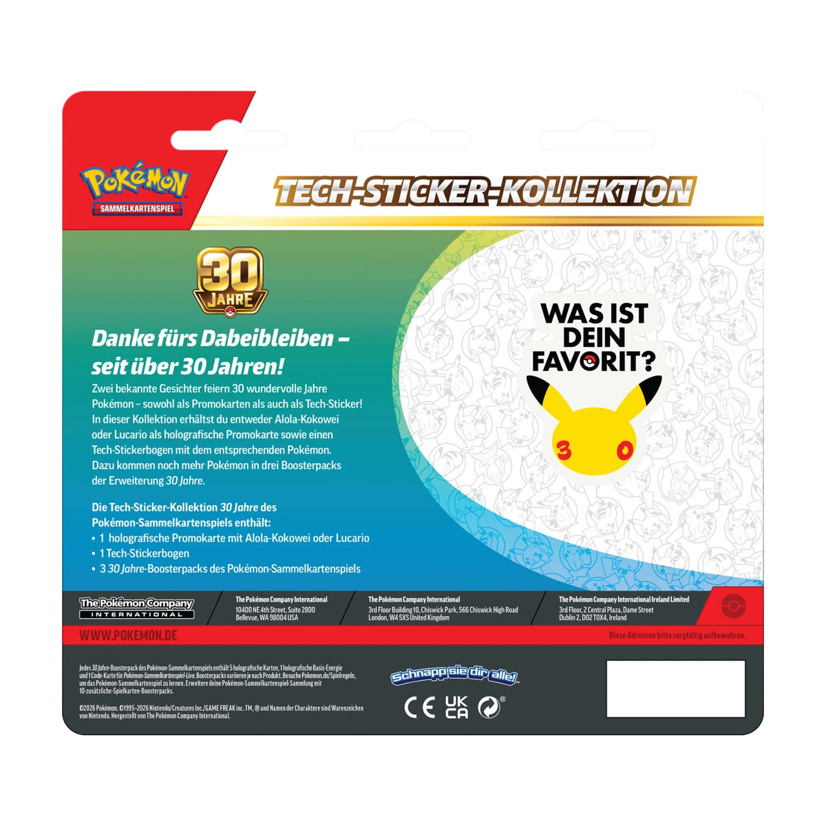 Pokémon - 30th Celebration Tech Sticker Collection