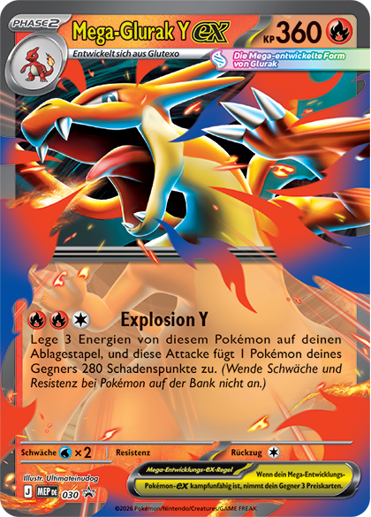 Pokémon - 2026 Tin Mega - Glurak Y ex - DE - SparkLeaf TCG