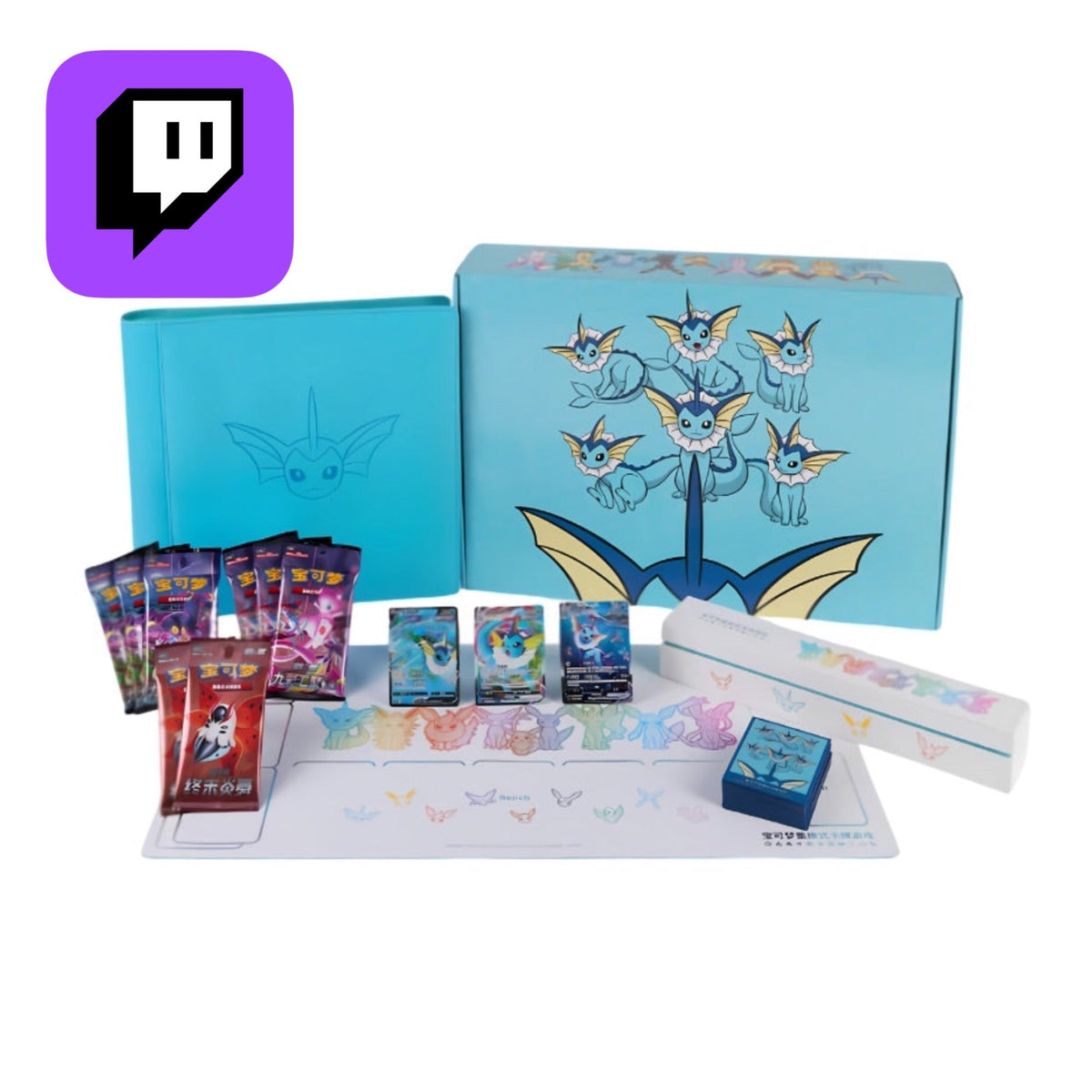 Twitch Stream: Pokémon - Eevee Advanced Gift Box Vaporeon Simplified Chinese - SparkLeaf TCG