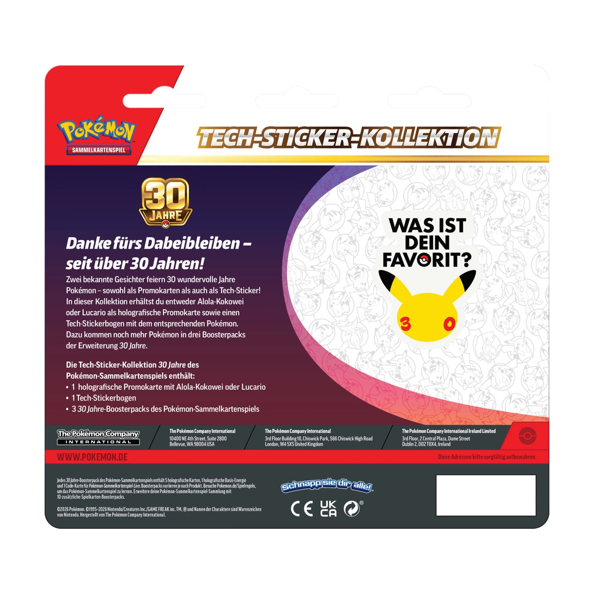 Pokémon - 30th Celebration Tech Sticker Collection