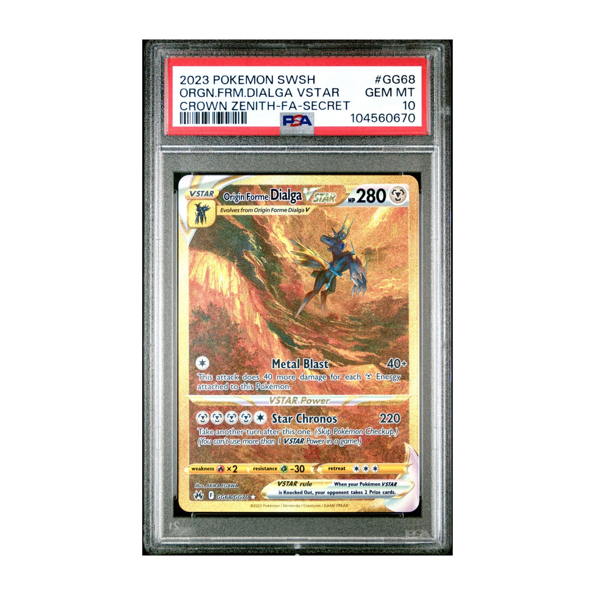 Pokémon Origin Forme Dialga VSTAR GG68/70 2023 PSA 10 Crown Zenith UR - SparkLeaf TCG